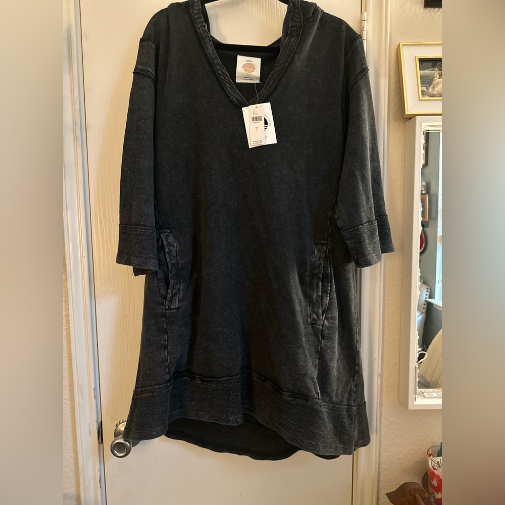 Anthropologie Charcoal V-Neck Top